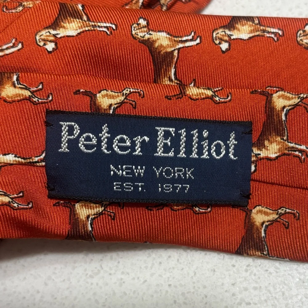 Peter Elliot Vintage Pointer Setter Dog Tie 100% Silk